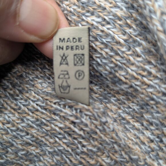 Peruvian Link Alpaca Ember Cardigan Sweater Open Front Small Tan Melange - Picture 11 of 11
